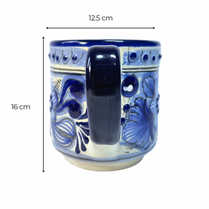 Set Taza Plato Talavera Poblana Elegante Vajilla Mexicana