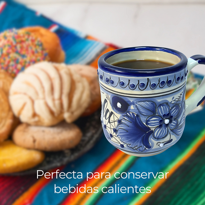 Set Taza Plato Talavera Poblana Elegante Vajilla Mexicana